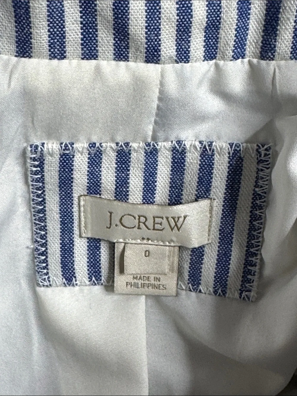 J. Crew Blue White Striped Button Blazer Jacket Size 0